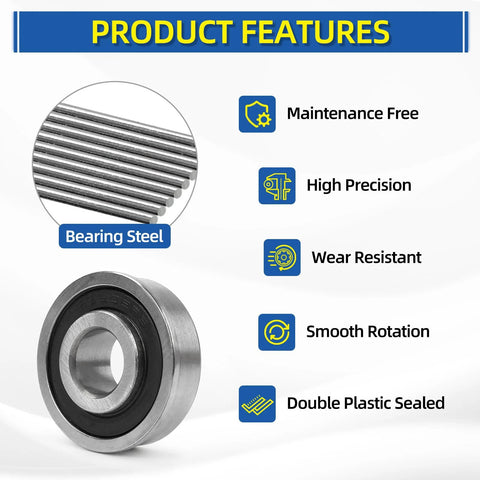 Heavy Duty 0.5 Inch Inner Diameter Deep Groove Flanged Ball Bearings Sealed Steel Set, product features overview