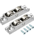 11.5mm Bearing Steel Electroplated Double Flat Wheel Sliding Door Window Pulley Set 2 Pcs With Mounting Screws Durable High Quality Sliding Pulley System For Doors, Windows And Cabinets