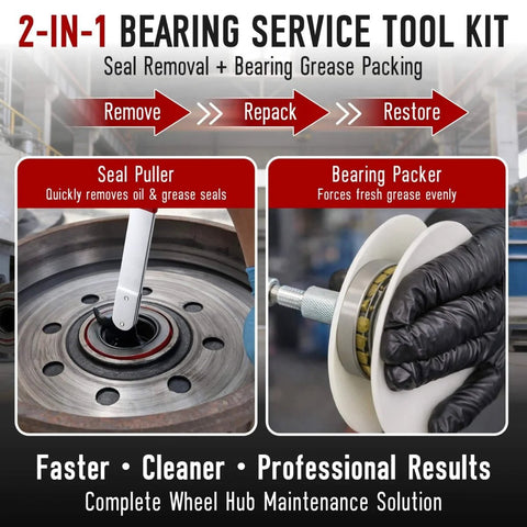 Heavy Duty Seal Puller Tool And Bearing Packer Kit For Wheel Hubs 2 In 1 Pro Grade Universal Gasket Remover Set Lubricant Filling