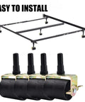 Heavy Duty Bed Frame Casters With Locking And Brakes Set Of 4 For Replacement shown with frame, smooth rolling wheels easy to install