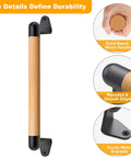 12 Inch Solid Beech Wood Barn Door Handle With Black Metal Brackets Sliding Door Pull For Fence Gate Closet Shed Indoor Handrail And Playground Safety Handles Easy Install Durable And Rust Resistant For Everyday Indoor Or Outdoor Use