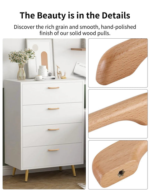 2 Pack Solid Beech Wood Cabinet Pulls With 5 Inch Hole Centers 128mm And 6.29 Inch Overall Length 160mm Bridge Style on dresser