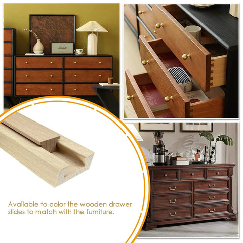 Beech Wood Drawer Slides Replacement Kit With Center Mount Track 15.7 Inches Undermount Glides in furniture setting