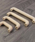 Six Pack Beech Wood Unfinished Round Arched Bridge Furniture Pulls Handles Set for Cabinets and Drawers, Two Hole, Paintable