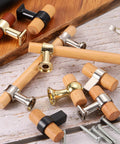 6 Pcs T Bar Wooden Drawer Pulls Beech Wood With Black Finish Single Hole Dresser Knobs and screws on table display