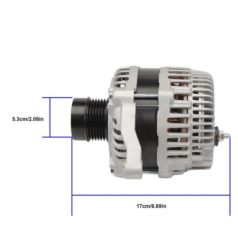Beefy High-Output Alternator For 2009-2018 Journey 2.4L L4 Four-Cylinder side view showing dimensions