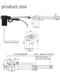 Diagram showing dimensions of the Beefy 24V DC Linear Actuator with 1320 lbs lift capacity and 9.8 inch stroke.