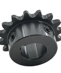 Beefy 35B16 Roller Chain Sprocket Type B with sixteen teeth and three quarter inch bore for ANSI 35 chain, side view.
