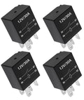Beefy 4 Pack 4 Pin 12V 30A Heavy Duty Relay Replacement for automotive and motor projects, showing four waterproof relays
