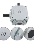 Beefy 40 HP 1800 RPM Right Angle Bevel Gearbox With Keyed Shaft 1 To 1, front view showing shafts and keyway details