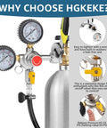 CO2 beer regulator for home kegerators with dual gauges and easy turn knobs for precise gas control