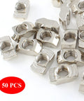 Beefy Heavy Duty Sliding T Nuts for 4040 Aluminum Extrusion M8 Thread Hammer Head T Nut 50 Pcs in carbon steel close-up