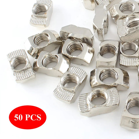 Beefy Heavy Duty Sliding T Nuts for 4040 Aluminum Extrusion M8 Thread Hammer Head T Nut 50 Pcs in carbon steel close-up