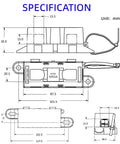Technical diagram of Beefy Mega Fuse Holder For AMG Mega Fuse Pack Of 2, Heavy Duty M8 Bolt Car Fuse Clamp, 126 x 37.5 x 43.5 mm