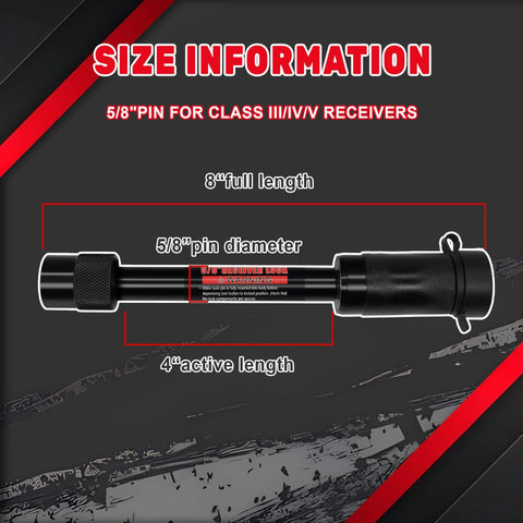 Beefy Heavy Duty Trailer Hitch Lock For A 2 Inch Receiver Class III And IV 5 Eighth Inch Pin Extra Long Four Inch Length Black