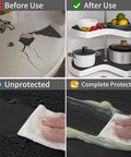Comparison of kitchen shelf with and without Two Pack 27 Inch Silicone Lazy Susan Shelf Liner Non Slip For Kitchen Cabinets Drawers Mats Placemat Coaster Craft Mat Multi Purpose Use Durable Non Slip Surface Easy To Clean Heat Resistant Flexible Design Keeps Items In Place showing protection benefits.