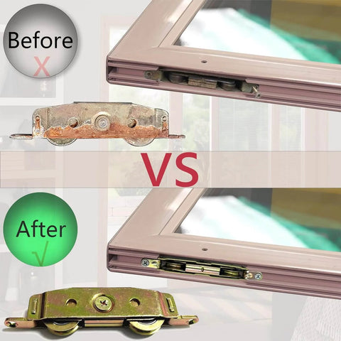 Comparison of old and new 2 Pack Sliding Glass Door Rollers Replacement, 1-1/4" Steel Ball Bearing Patio Door Wheels