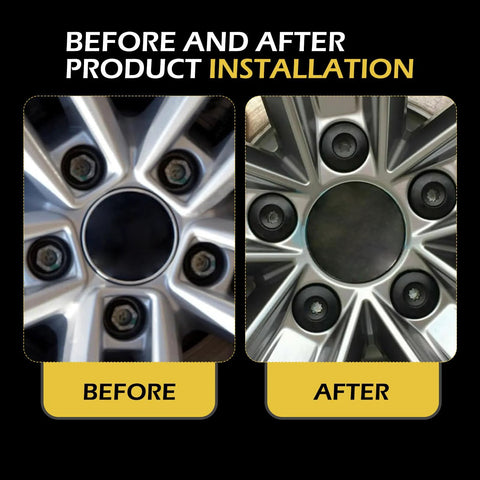 Before and after installation of 20 Pieces 17mm Car Wheel Lug Nut Covers With Removal Tool For VW Jetta Beetle Passat GTI CC Black ABS