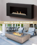 15-Pack Beige Ceramic Balls - 3” Round Fire Stones in fire pit and fireplace setup for indoor and outdoor use.