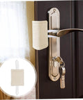 Beige cotton door damper and slam silencer set reduces noise, prevents slams, and protects walls; installed on door handle.