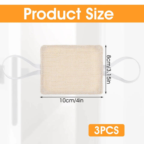 3 Pack Door Silencers For Slamming With Elastic Latch Covers Beige. Durable polyester material, 10x8cm, shown flat.
