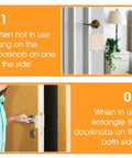3 Pack Door Silencers For Slamming With Elastic Latch Covers Beige, shown hanging on a door latch, used to quiet door noise.