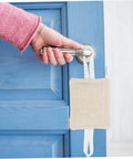 9 Piece Door Silencers No Drill Door Slam Stoppers for Nursery Easy Install Silent Latch Covers shown on a blue door handle
