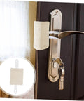 9 Piece Door Silencers No Drill Door Slam Stoppers For Nursery Easy Install Silent Latch Covers shown installed on door handle