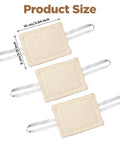 Three Pack Door Silencers For Quiet Close Cushions With Durable Straps And Elastic Bands No More Door Slams Noise Blocker Latch Cover Pads To Help Light Sleepers Sleep Peacefully Through The Night, beige fabric, showing size dimensions.
