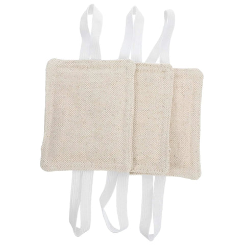 9 Piece Door Silencers No Drill Door Slam Stoppers For Nursery Easy Install Silent Latch Covers, beige fabric with white straps.