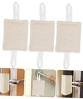 9 Piece Door Slam Stopper Silencer Set for noise reduction shown in beige, displayed off and on various door handles.