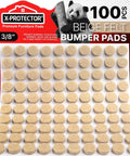 100-pack beige felt bumper pads for furniture protection against scratching and sliding, displayed in packaging