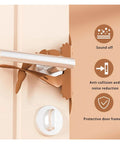 Soft Padded Door Cushions for Noise Reduction and Slamming Prevention, Non Marking Silicone Door Silencers installed on a door handle.