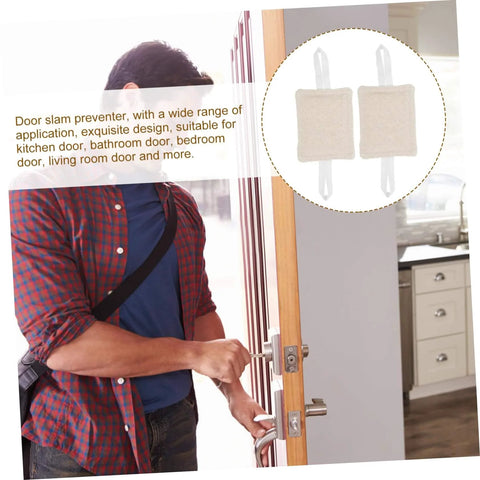 Person installing beige door silencers to experience quiet, safe doors with these tool-free door silencers; simply suspend on the knob.