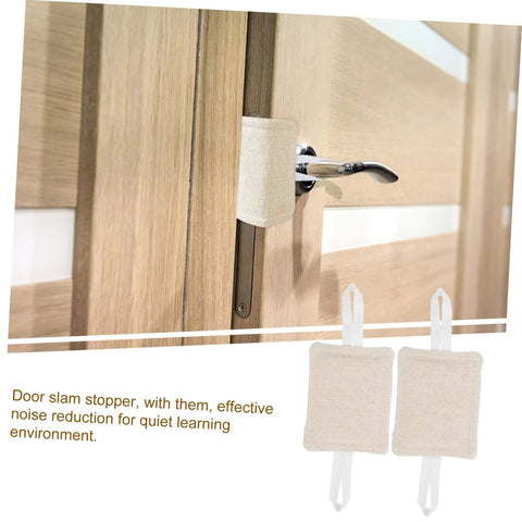 Enjoy a quieter home or classroom with tool-free door silencers and slam stoppers on wooden door handle for noise reduction.