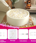 Ball Pit Balls 100 PCS, Star Shapes for Babies Kids Playpen Plastic Balls in beige, white, clear in a round baby playpen.