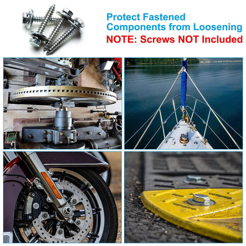 Image collage showcasing the use of 304 Stainless Steel Belleville Spring Washers M10x27 Conical Knurled Pack Of 10 in various settings.