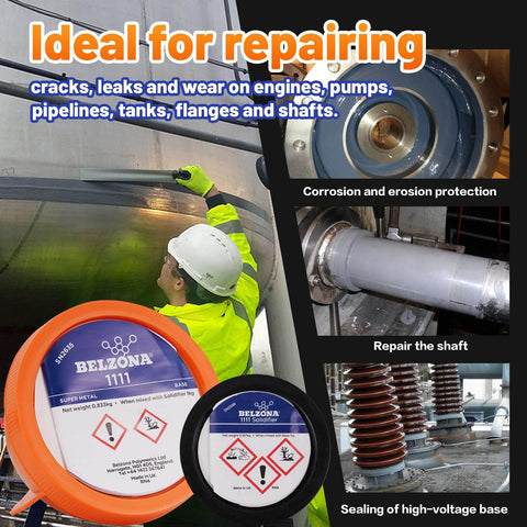Belzona 1111 Super Metal Epoxy Kit For Metal Repair Pipe Tank Or Pump Solvent Free Built Tough Heavy Duty Strength And Lasting Protection Corrosion And Chemical Resistant No Welding Needed One Kilogram with repair images