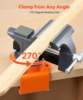 4.5 Inch Bench Vise With 270 Degree Swivel Base And Quick Release Rotating Clamp Cast Iron Portable Vise clamping wood