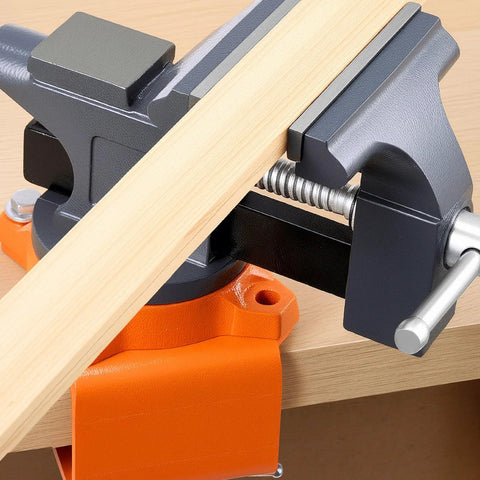 4.5 Inch Bench Vise With 270 Degree Swivel Base And Quick Release Rotating Clamp Cast Iron Portable Vise clamping wood