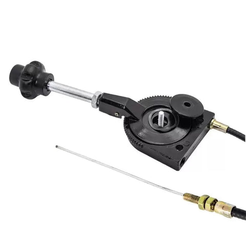 Close-up of a 40 Inch Bendable Excavator Throttle Cable Controller Handle for manual control, showing steel joints and PU construction.