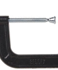 Bessey 4 Inch Drop Forged C Clamp With Swivel Pad Galvanized Finish Cold Drawn Steel Spindle side profile view