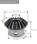Bevel Gear Set 1M 20 Teeth 90 Degree Steering 2 Pcs M5 Fixing Hole 5mm Shaft, showing detailed dimensions