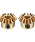 Bevel Gear Set 2pc 0.8 Module 1 To 1 Reduction 15 Teeth Gear 4mm Hole 45 Degree, brass gears, close-up view