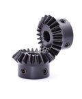 Bevel Gear Set 2Pcs 1.5M 20 Teeth 12mm Shaft M5 Fixing Hole 1 to 1 Steering Gear, black metal two gear pairing close-up