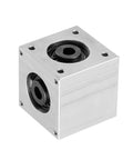 Bevel Gearbox 90 Right Angle 1 To 1 With 8mm Shaft Aluminum Frame Boss DIY, shown in aluminum frame with visible shaft openings.