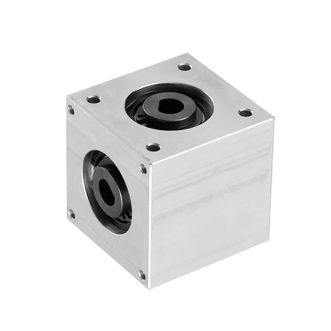 Bevel Gearbox 90 Right Angle 1 To 1 With 8mm Shaft Aluminum Frame Boss DIY, shown in aluminum frame with visible shaft openings.