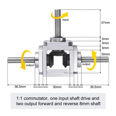 Bevel Gearbox 90 Degree Right Angle 1 To 1 Reversing Gearbox With Dope Dual Output Shafts, 1 Module 20 Teeth Bevel Gear