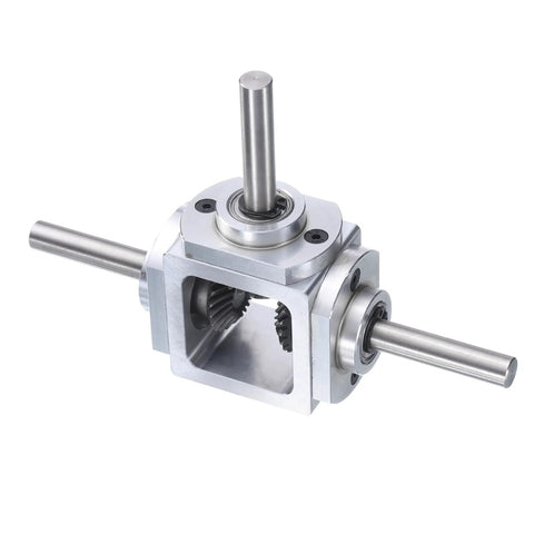 Bevel Gearbox 90 Degree Right Angle 1 To 1 Reversing Gearbox With Dope Dual Output Shafts, 1 Module 20 Teeth, Aluminum Frame, 8mm Shaft