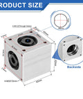 Diagram of Bevel Gearbox 90 Right Angle 1 To 1 With 8mm Shaft Aluminum Frame Boss DIY showing dimensions and backside view.
